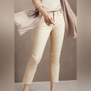 Banana Republic Cream Ecru High Rise Straight Denim Ankle Jean 30 Cotton NEW NWT